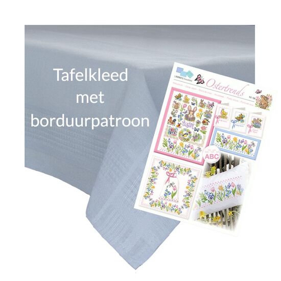 Tafelkleed borduren licht blauw - Met borduurpatroon | hobbygigant.nl