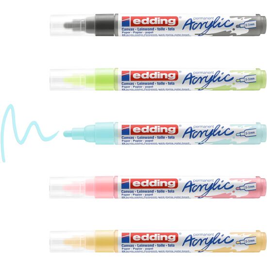 edding Acrylmarker 5100 medium set 099 - 5 stuks