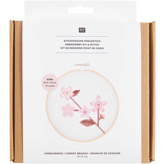 Kersenbloesem tak borduurpakket met borduurring - Rico Design telpatroon | HobbyGigant