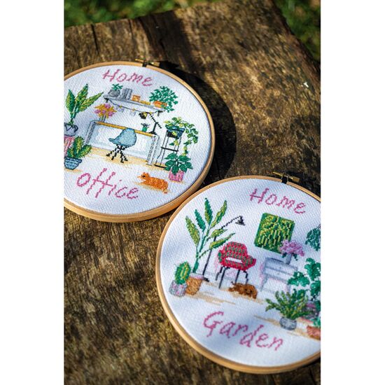 Home Office borduurpakket met borduurring - Vervaco telpatroon | HobbyGigant
