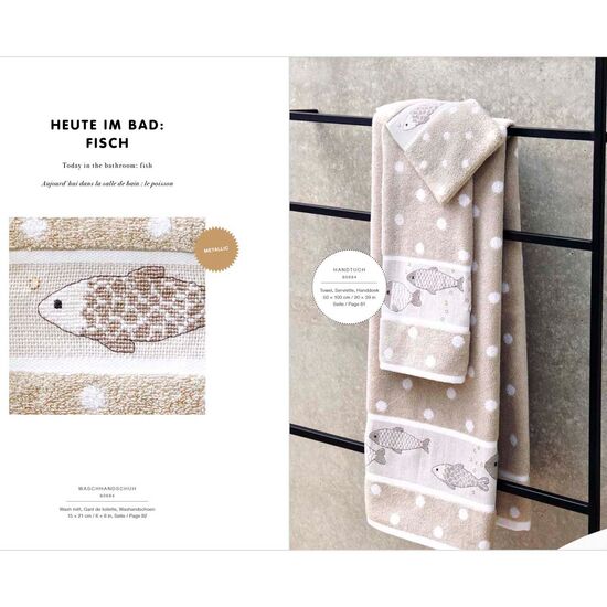 Badlaken beige met stippen met borduurrand | Rico Design | HobbyGigant