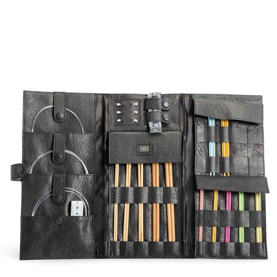 Muud etui Lucy zwart - Leren rondbreinaalden etui of haaknaalden etui  | hobbygigant.nl