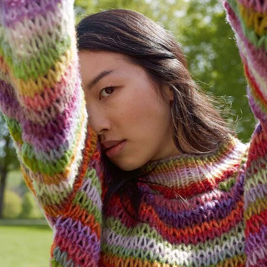 Gestreepte wijde trui breien - Lang Yarns Cloud breipakket  | hobbygigant.nl