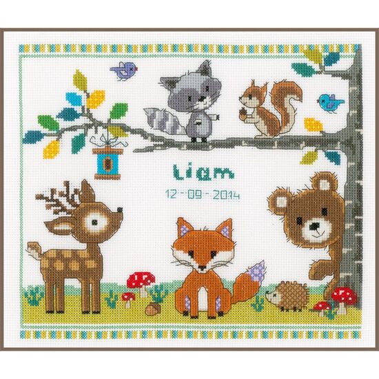 Geboortetegel Bosdieren borduren - Vervaco borduurpakket | borduren baby | hobbygigant.nl
