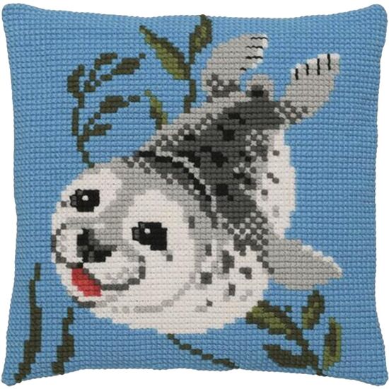 Kussen met Zeehond borduren - Pako borduurkussen | borduurpakketten | hobbygigant.nl