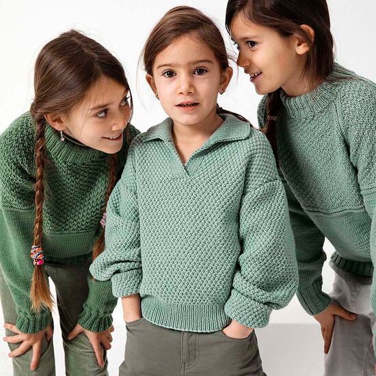 Kindertrui polo model breien - Lang Yarns Atlantis breipakket | hobbygigant.nl