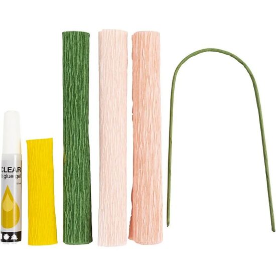Mini hobbyset crêpepapier - Pioenroos | papieren bloemen | hobbygigant.nl