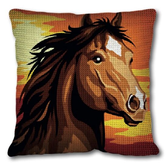 Wild paard borduurkussen - SEG de Paris borduurpakket | borduurpakketten | hobbygigant.nl