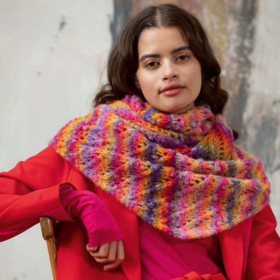 Driehoek sjaal Ilse breien - Lang Yarns Cloud Tweed breipakket | hobbygigant.nl