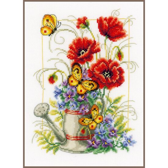 Gieter met bloemen borduurpakket - Vervaco telpatroon | borduurpakketten | hobbygigant.nl
