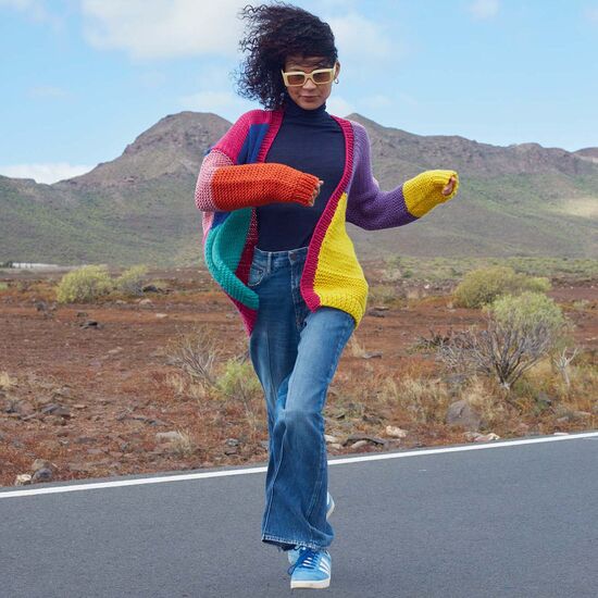 Kleurig damesvest Jill breien - Lang Yarns Poseidon breipakket | hobbygigant.nl