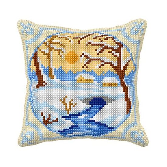 Winter - 4 seizoenen borduurkussen - borduurpakket Orchidea | borduurpakketten | hobbygigant.nl