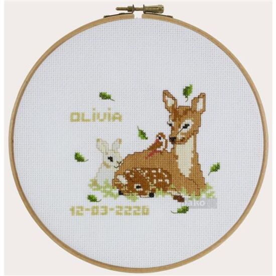 Geboortetegel Hertjes borduren - telpakket Pako