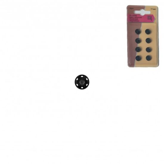Opnaaibare Drukknopen 11 mm zwart - 8 stuks | hobbygigant.nl