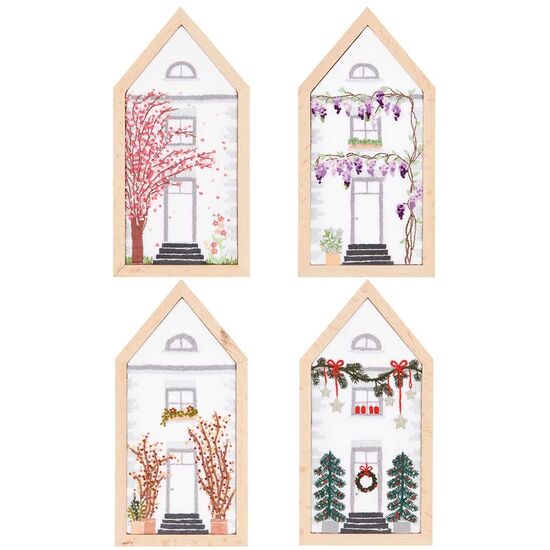 Huisjes met 4 seizoenen borduren - voorbedrukt borduurpakket Rico Design | borduurpakketten | hobbygigant.nl