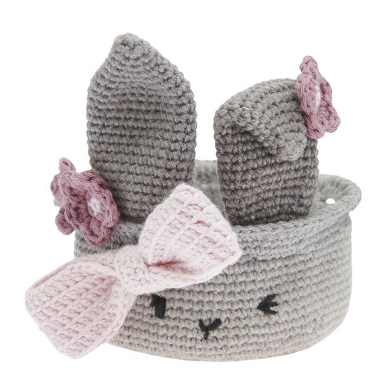 Ricorumi paasmandje konijn haakpakket - Grijs | Pasen haken | hobbygigant.nl