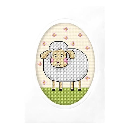Schaapje wenskaart borduren - Orchidea borduurpakket met telpatroon | borduurpakketten | hobbygigant.nl