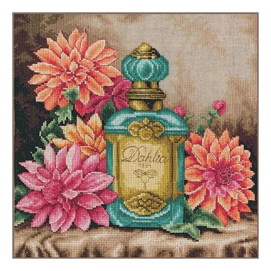 Dahlia parfum borduren - LanArte kruissteek borduurpakket | hobbygigant.nl
