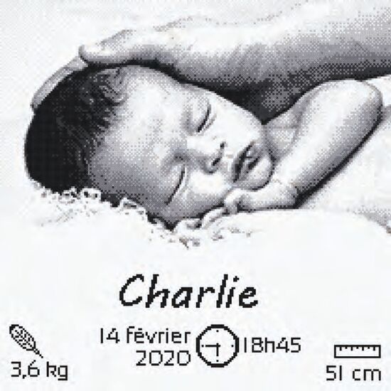 Geboortetegel tederheid borduren - kruissteek telpatroon - borduurpakket Marie Coeur | kruissteek borduren | hobbygigant.nl