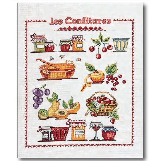 Gekonfijte Jam borduurpakket - kruissteek telpatroon - Marie Coeur | kruissteek borduren | hobbygigant.nl