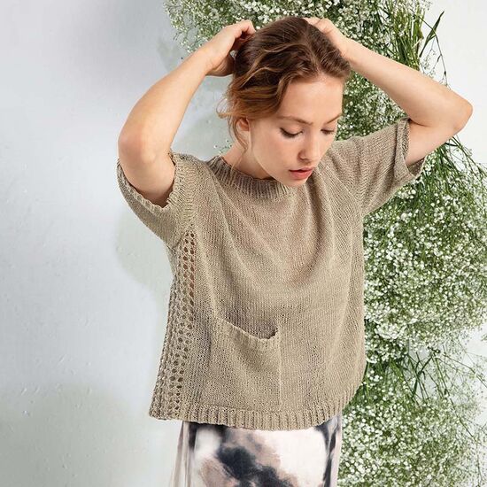 Luchtige linnen dames top breien - Lang Yarns Crealino breipakket | hobbygigant.nl