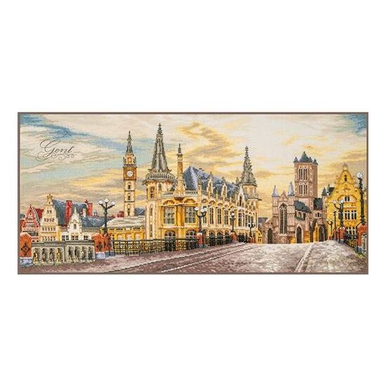Stadszicht Gent borduren - LanArte kruissteek borduurpakket | hobbygigant.nl