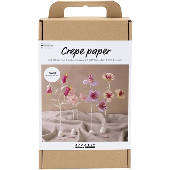 Crêpepapieren bloemen op voetstuk maken - Creativ Company DIY pakket | papieren bloemen maken | hobbygigant.nl