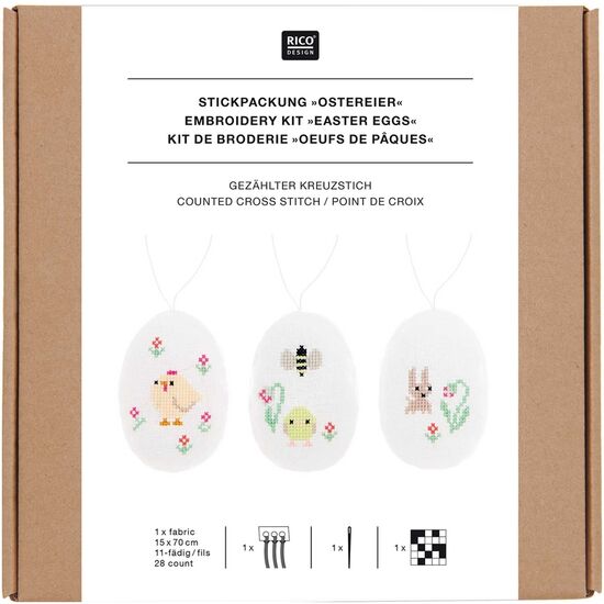 Paaseitjes borduren - borduurpakket Rico Design | borduurpakketten | hobbygigant.nl