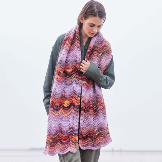 Sjaal met golfpatroon breien - Lana Grossa Picasso breipakket | hobbygigant.nl
