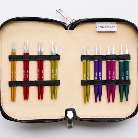 Lana Grossa Vario Rainbow - verwisselbare rondbreinaaldenset kort aluminium | hobbygigant.nl