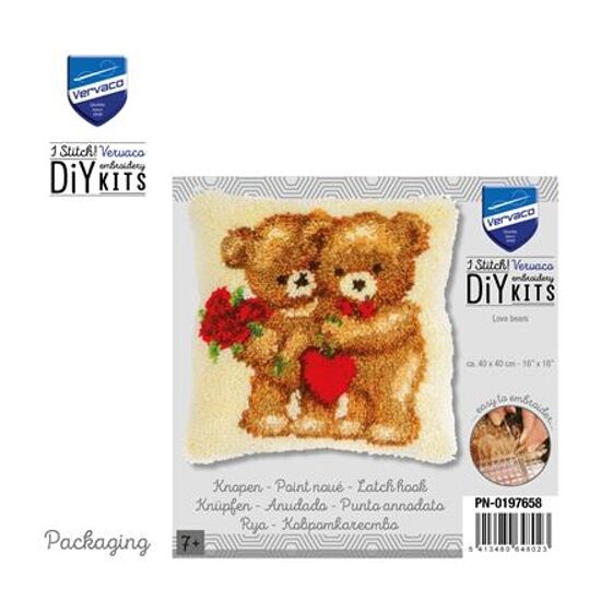 Liefde beertjes knoopvormkussen - Vervaco knooppakket | hobbygigant.nl