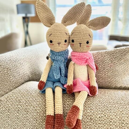 Knuffel konijntjes Finn en Lola haken - Durable haakpakket | hobbygigant.nl