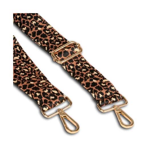 Verstelbare schouderband met print en musketonhaken - 40 x 135 cm panterprint | hobbygigant.nl